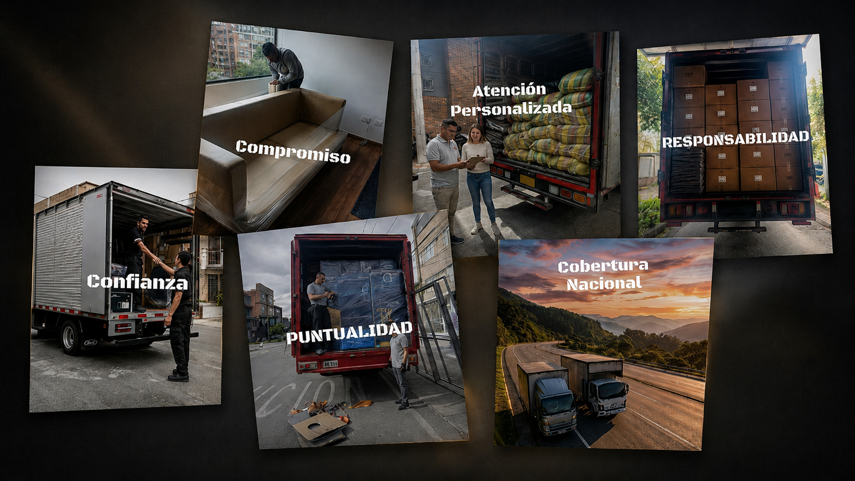 Collage de mudanzas y logística realizadas por Mudanzas LS